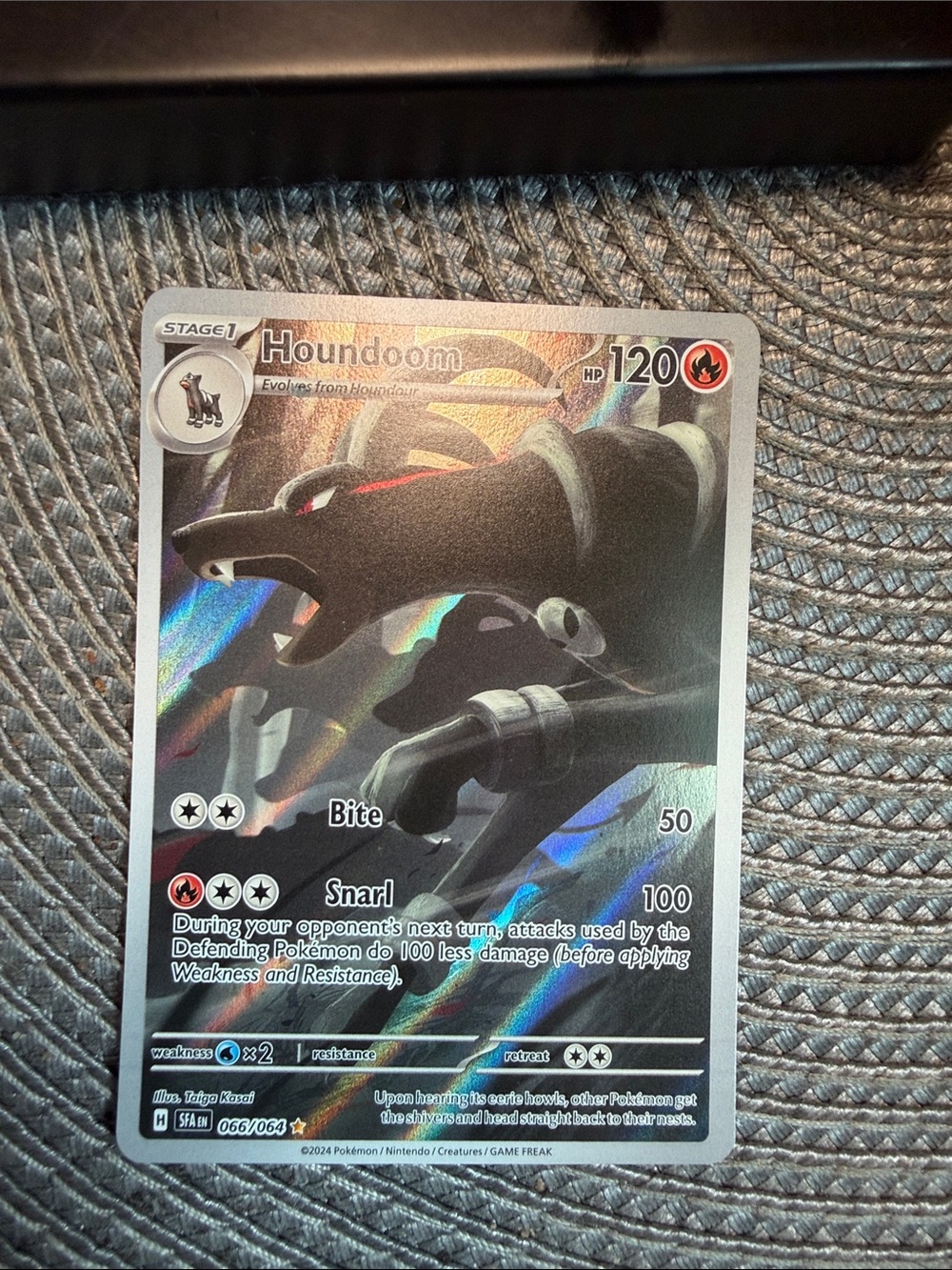 Pokemon Houndoom Holographic Card - Black & Red Accents